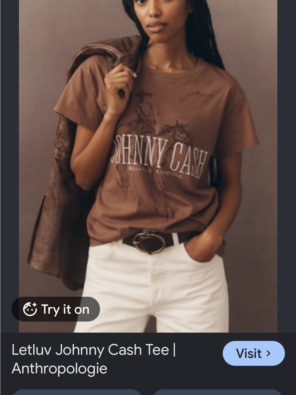 Letluv Anthropologie Brown Johnny Cash Graphic Tee